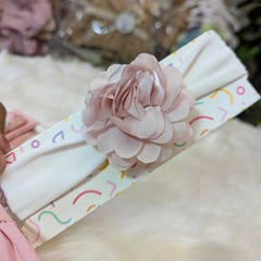 Turkish Dress Baby Butterfly Patterned Pink Frock with Head Band